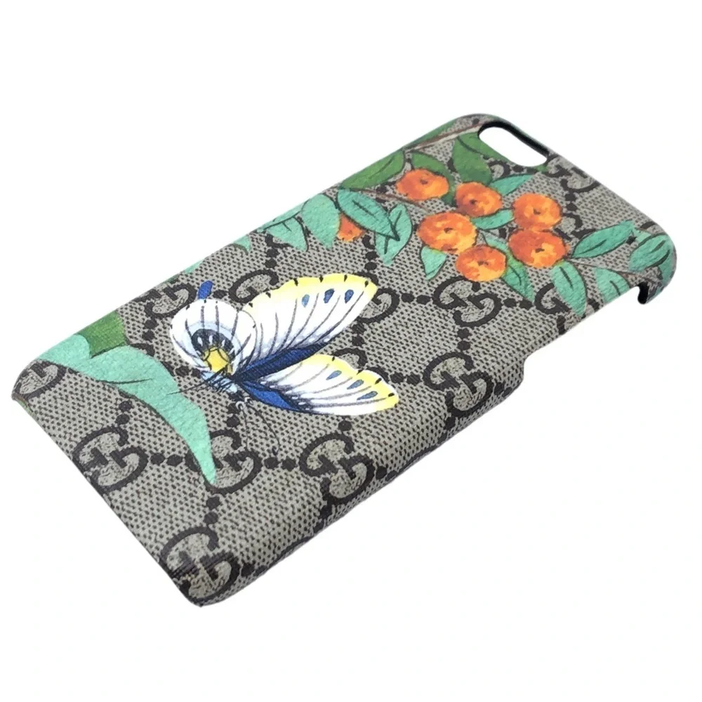 GUCCI Brown Monogram Logo Butterfly Flower IPhone6 Accessory Phone Case NEW